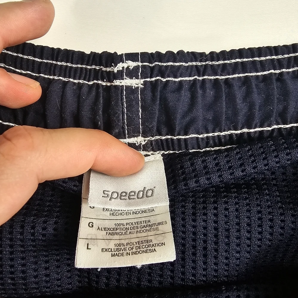 Speedo Swim Trunks Mens Large Blue Lightweight Board Shorts Bathing Suit Mens ^